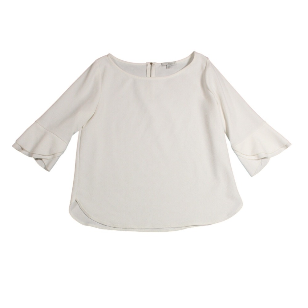 Green Envelope Los Angeles Womens XL White Bell‎ Sleeve Boat Neck Blouse